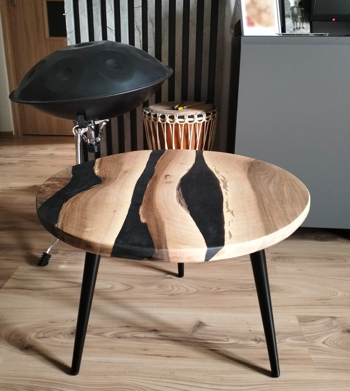 black epoxy coffee table in the house